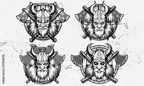A Viking design is bold and powerful, featuring symbols an axes, and shields,  evoking the spirit of the fearless warriors and conquer