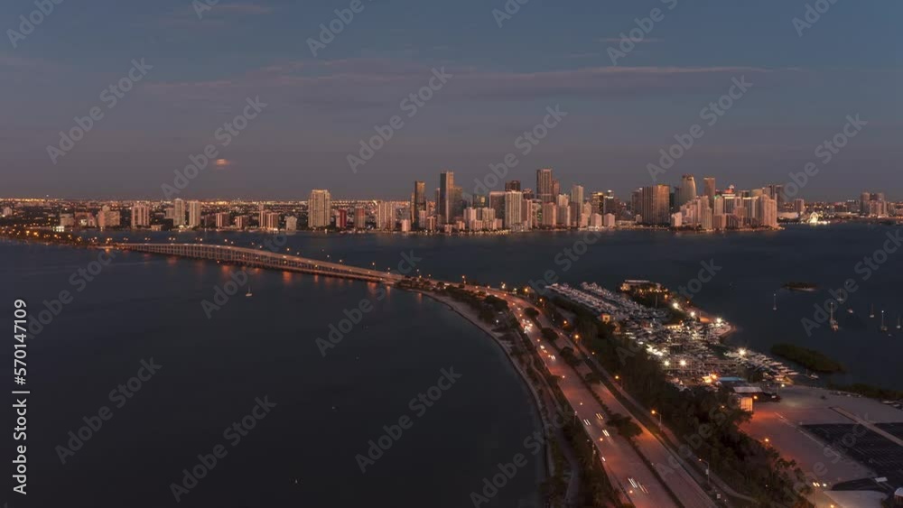A full moon set over Miami skyline, A full moon set over Miami skyline,
