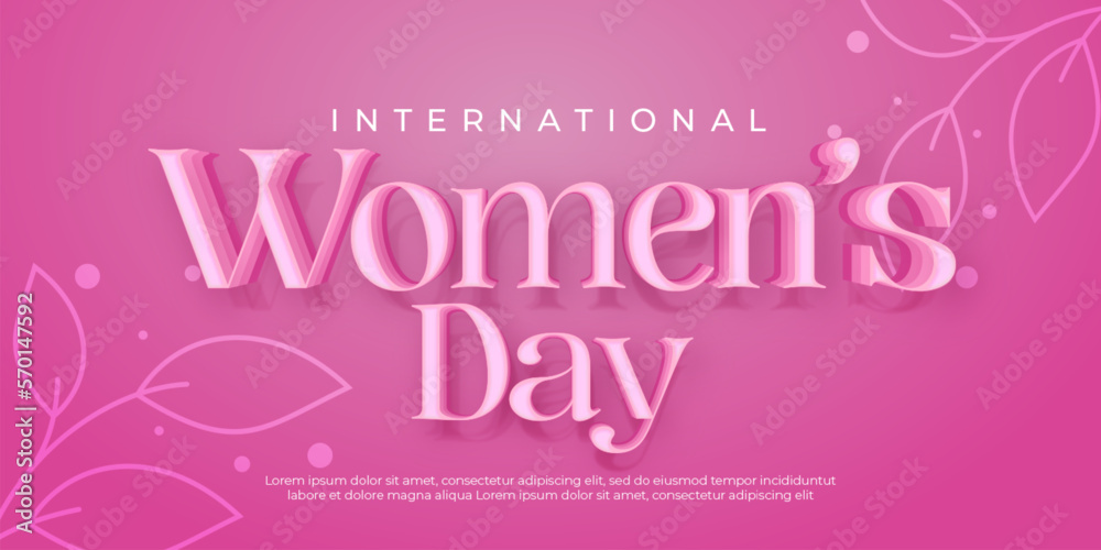 Awesome banner international women's day background with editable text 3d style