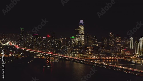 Wallpaper Mural Aerial slider shot of San Francisco skyscrapers from the bay bridge at night Torontodigital.ca