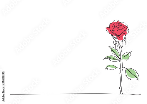 line art or One Line Drawing of  rose flower minimalist drawing vector illustration floral art design