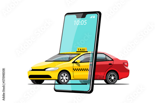 Delivery Taxi service with smartphone application vector