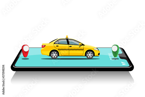 Delivery Taxi service with smartphone application vector