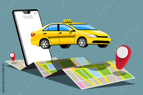 Delivery Taxi service with smartphone application vector