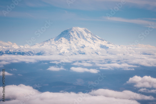 Mt Rainier, Clouds Over The Mountain