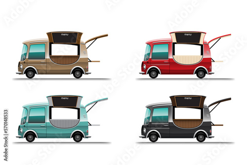 Set of food truck on white background vector illustration
