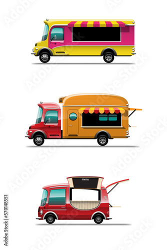 Set of food truck on white background vector illustration