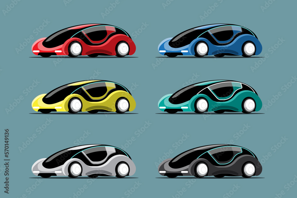 Set of new innovation hitech car drawing vector illustration