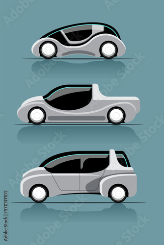 Set of new innovation hitech car drawing vector illustration