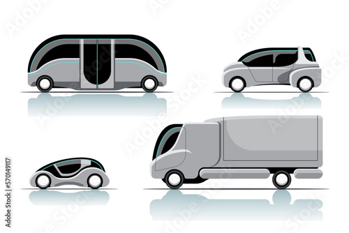 Set of new innovation hitech car drawing vector illustration