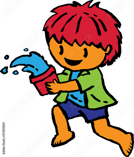 happy boy enjoy splashing water
