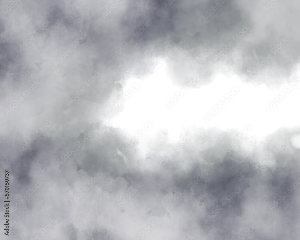 余白のある曇り空の水彩風イラスト　背景　余白