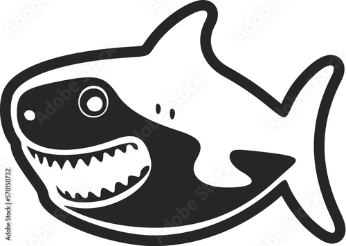 Black and white light logo with a charming cheerful shark. photo