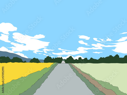 北の大地の風景-背景イラスト-手描き