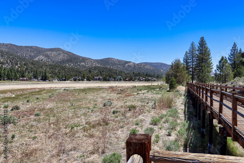 The Dry Stanfield Marsh Wildlife and Waterfowl Preserve due to drought in Big Bear Lake, California. photo