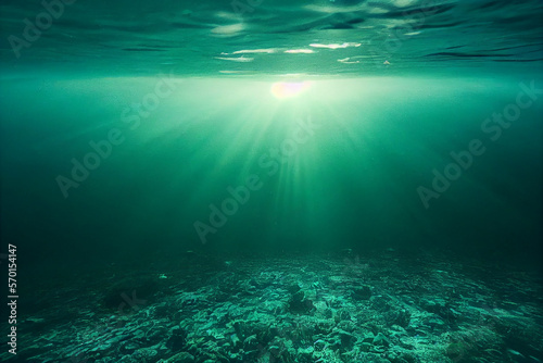Wallpaper of underwater landscape. Generative ai © Julian