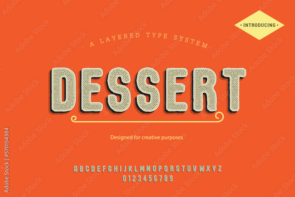 Fototapeta premium Dessert typeface. For labels and different type designs