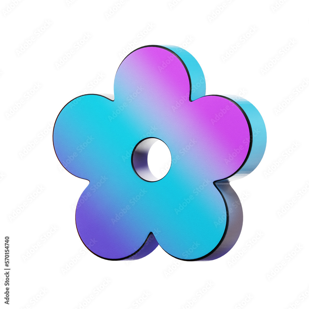 Blue purple gradient flower shape graphic 3D Icon Blue purple gradient flower shape graphic 3D Icon