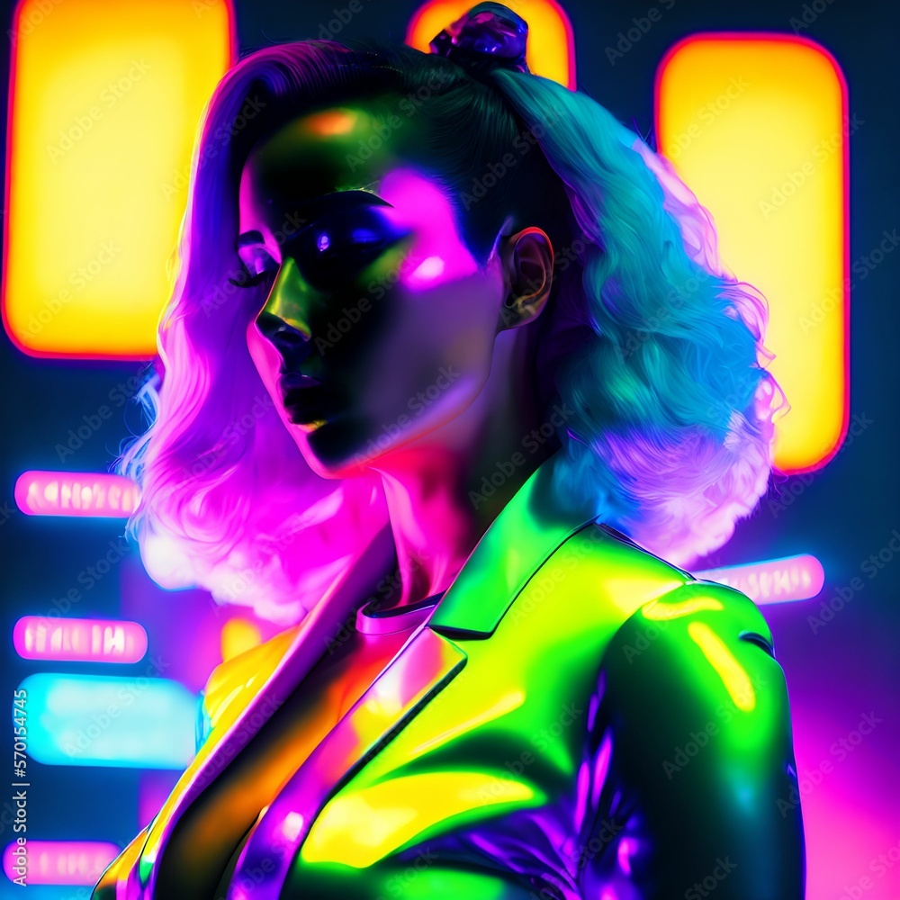 cyberpunk future woman in rubber latex suit with neon light, generative art by A.I. cyberpunk future woman in rubber latex suit with neon light, generative art by A.I.