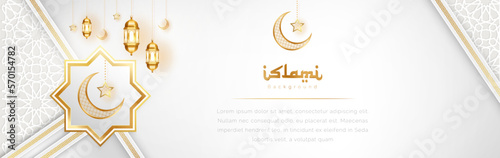 Arabic Islamic Elegant White and Golden Luxury Background