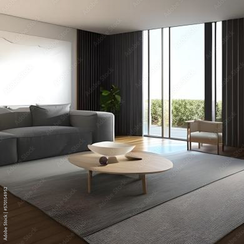 Fototapeta premium modern living room interior design. Bring the Outdoors In with a Nature Inspired Illustration