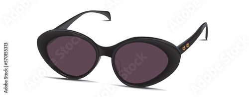 vector illustration of elegant sunglasses with dark black glasses with a cat eye form isolated on the white background