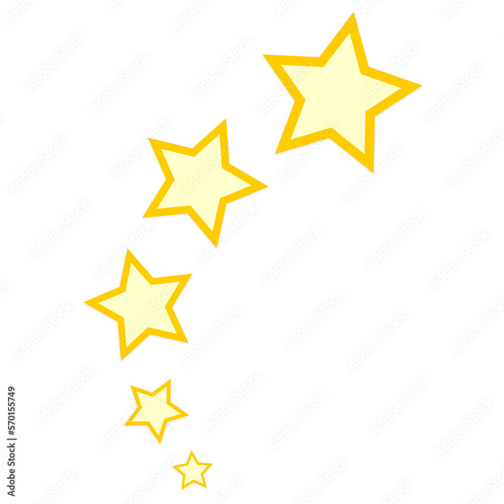 yellow five stars on transparent background for decoration artwork
