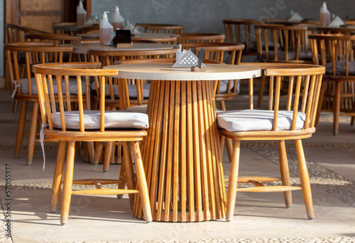 Table with chairs in a cafe. I