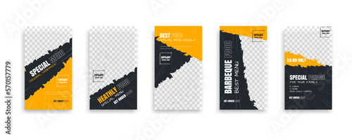 Set of food post story. social media banner template design. Creative design, easy Use for promotions you product. story food for your restaurant promotion