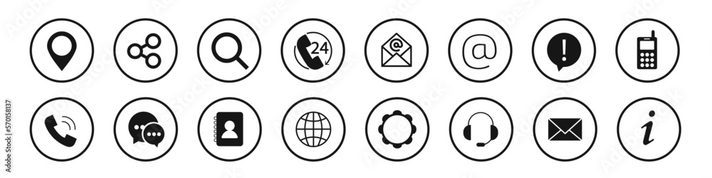 Website set icon vector. Contact us icon set. Web icon set. Vector illustration. Website set icon vector. Contact us icon set. Web icon set. Vector illustration.