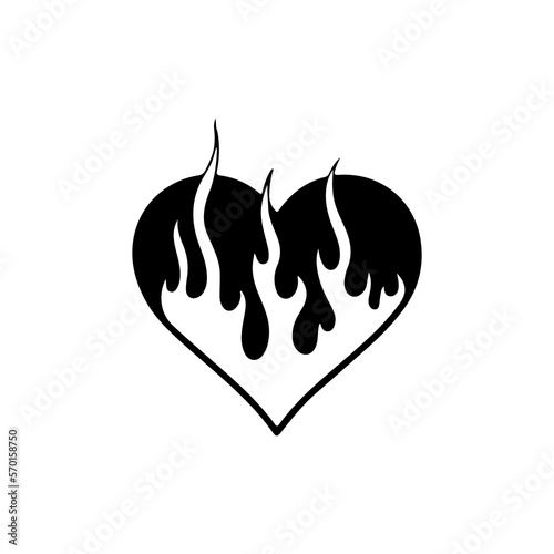 vector illustration of heart with fire concept