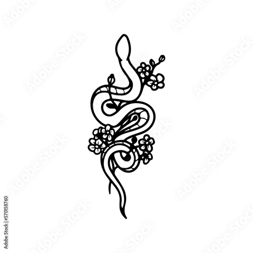 vector illustration of snake with flowers concept