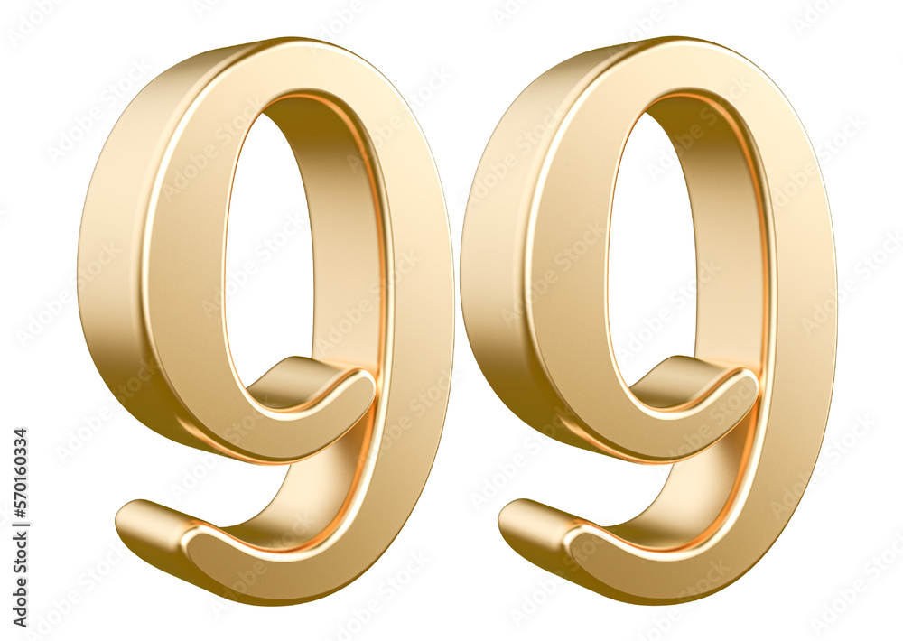 3d gold modern number 99 with Generative AI 3d gold modern number 99 with Generative AI