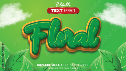 3D editable text effect floral theme