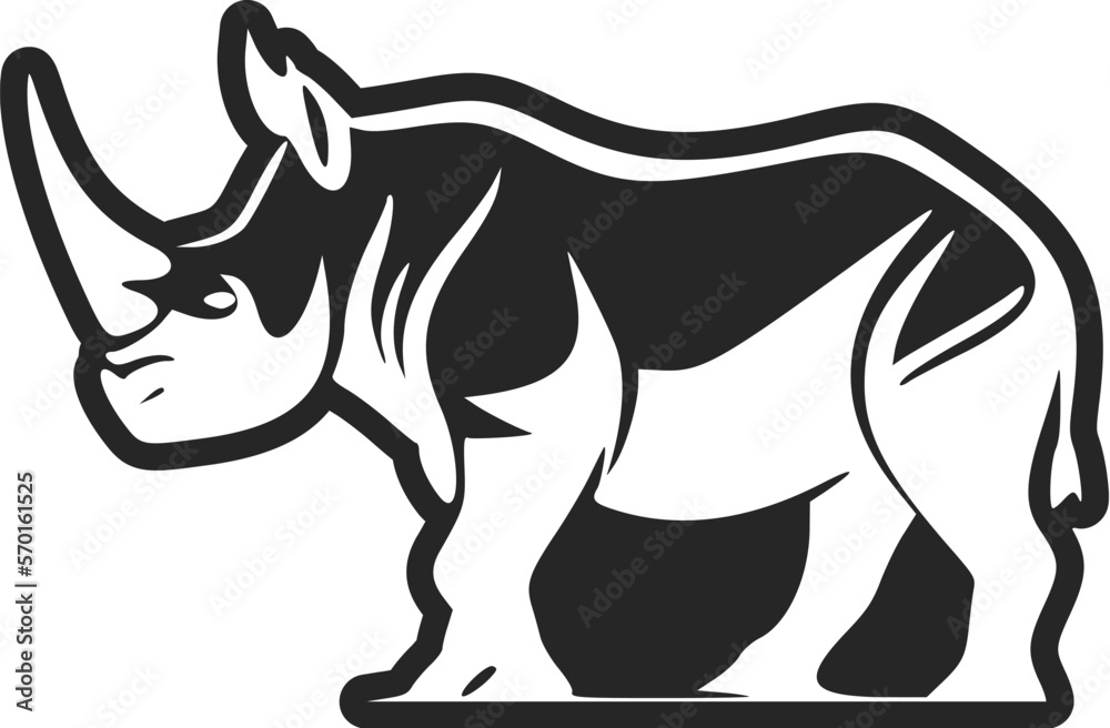 Black and white light logo with adorable rhinoceros