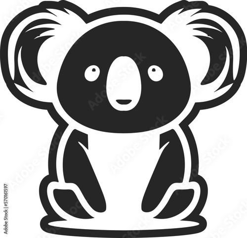 Black and white Lightweight logo with a charming and cute koala. photo