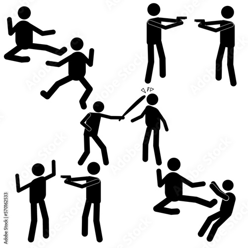 icon people are fighting. robbery. beating. brawl.
