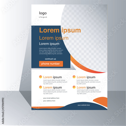 modern creative clean business flyer design template for advertising company promotion growth. orange , color gradient vector abstract flat corporate flyer design illustration . a4 half free unique