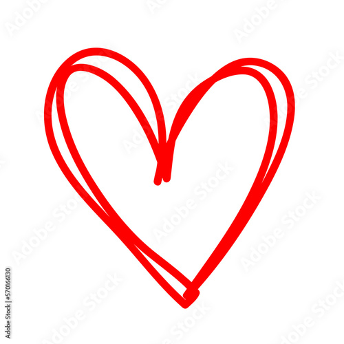 Abstract Red heart isolated on transparent background, painted with paints and a brush. Royalty high-quality free stock PNG image of The concept of valentine's day. Love symbol, Hand drawn hearts