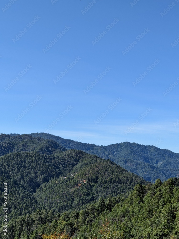 mountains landscape with blue sky and clouds latinoamerica, mexican natural landscape
