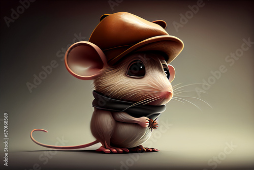 Happy Mouse Wearing Hat Artwork  The Miniature Mouse with Hat  Concept Art  Generative AI