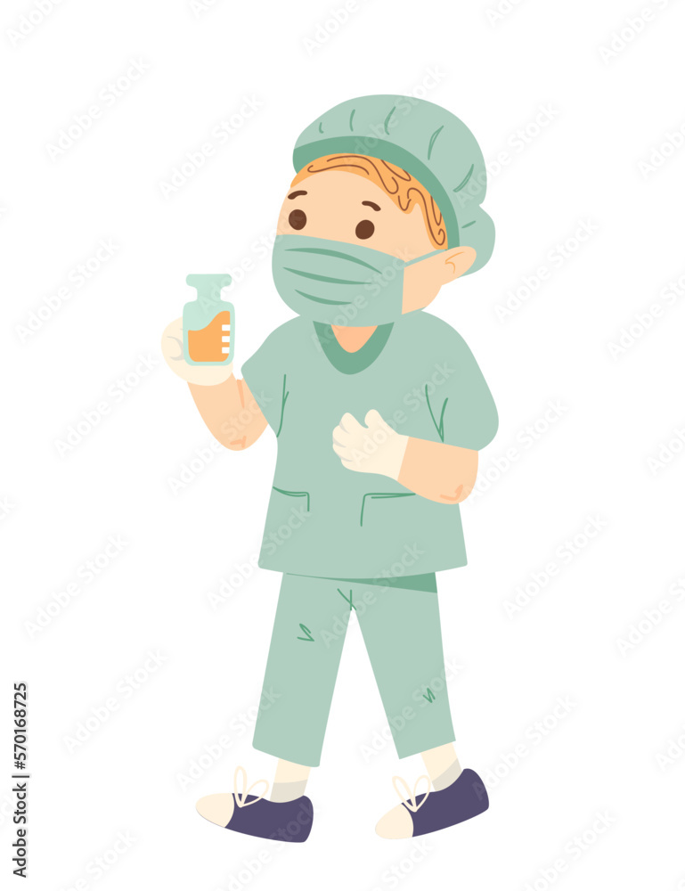 Little Boy in Doctor Costume - Hand Drawn - Doctor's Day Little Boy in Doctor Costume - Hand Drawn - Doctor's Day