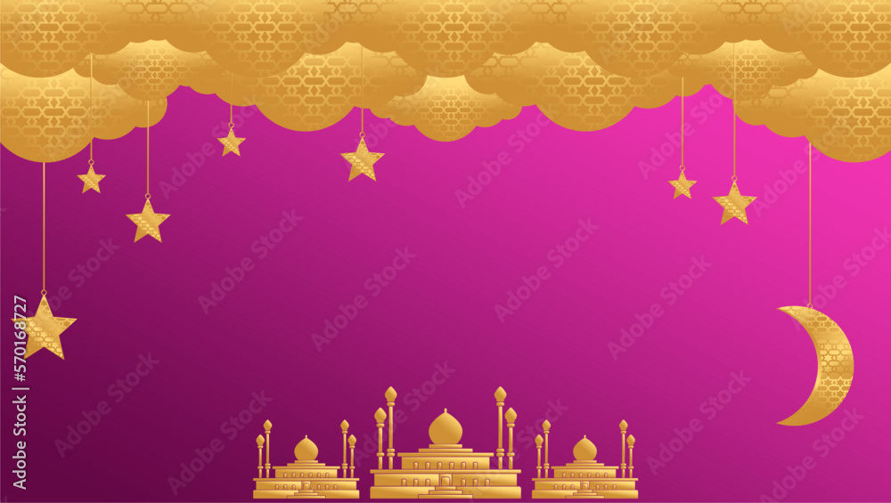 Obraz premium golden ramadan kareem background, luxury wallpaper design for covers, invitation backgrounds, packaging design, wall art and print. Vector illustration