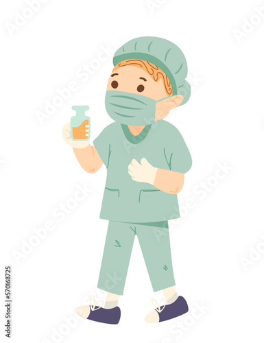 Little Boy in Doctor Costume - Hand Drawn - Doctor's Day
