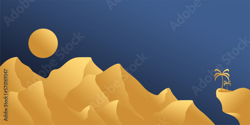 gold mountain background, luxury wallpaper design for covers, invitation backgrounds, packaging design, wall art and print. Vector illustration photo