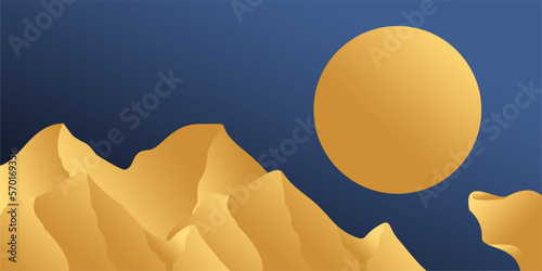 gold mountain background, luxury wallpaper design for covers, invitation backgrounds, packaging design, wall art and print. Vector illustration photo