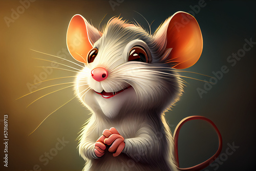 Happy Mouse Artwork, The Miniature Mouse in Happy Mood, Concept Art, Generative AI