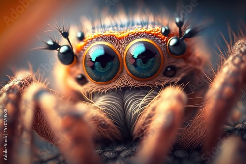spider, close up, macro, and photography. Generative AI