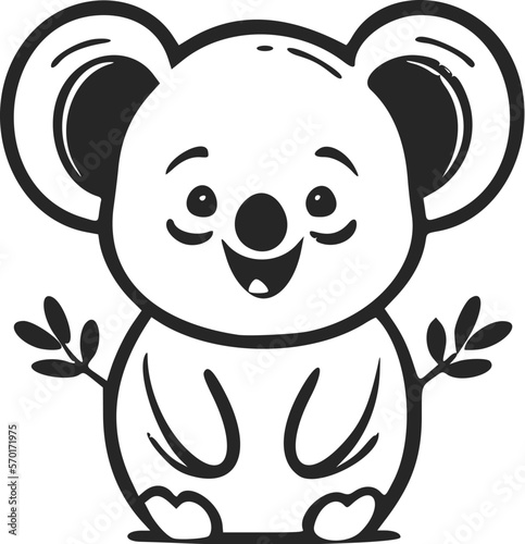 Black and white Uncomplicated logo with Sweet and cute koala.