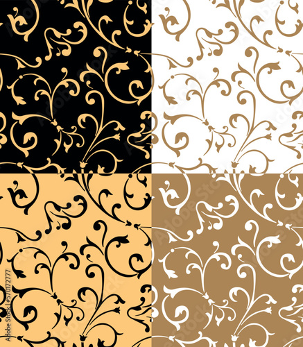 Wallpaper Mural floral ornament monochrome pattern black and white Torontodigital.ca